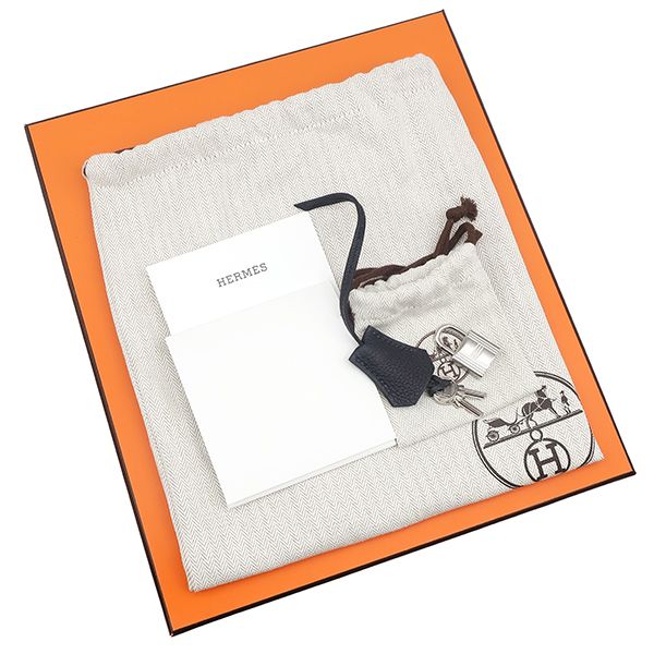 Hermes Handbag Birkin 25 Togo Cavan Silver Hardware Unused Black Navy Blue