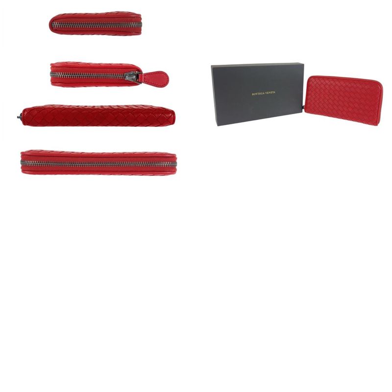 Bottega Veneta Bottega Veneta Intrecciato Red Leather Bo6858141w Long Wallet