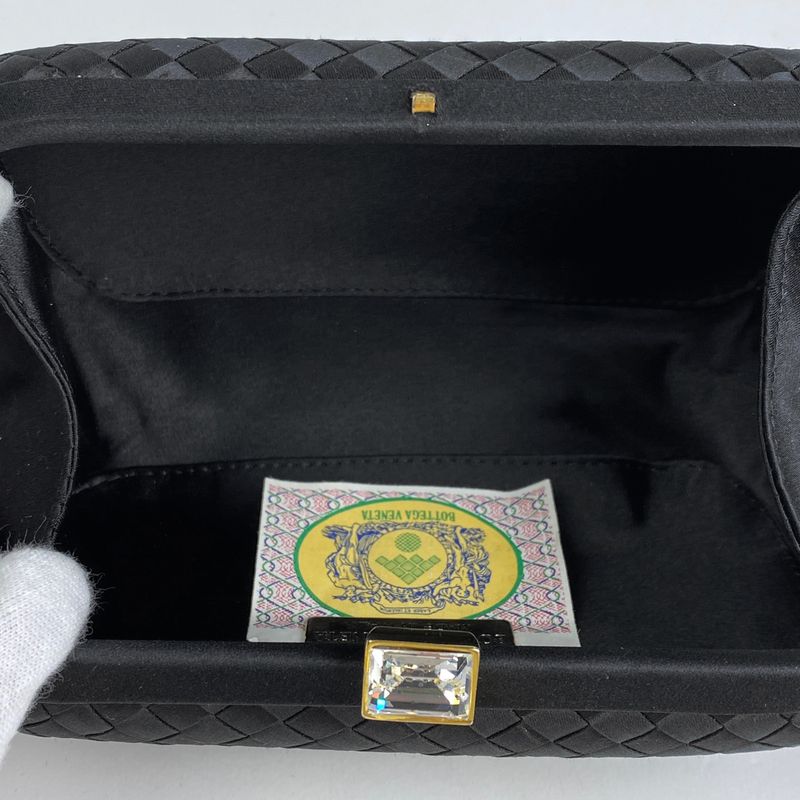 Bottega Veneta Intrecciato Pouch Party Bag Accessory Pouch Satin Black Women