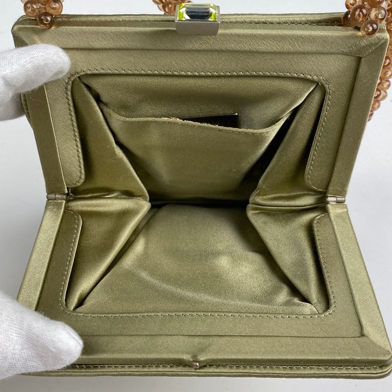 Bottega Veneta Intrecciato Handbag Gusset Beaded Mini Handbag Satin Gold Women