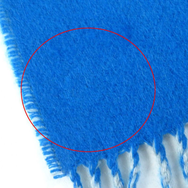 Hermes H259084s 100% Cashmere Bleu Vif/gris Flanelle Double Face Logo Embroidery