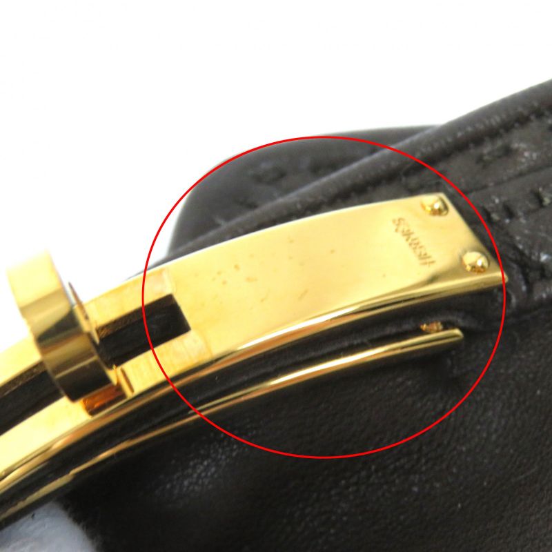 Hermes Kelly Hardware Leather Gloves Dark Brown Gold Hardware 7.5 Made In