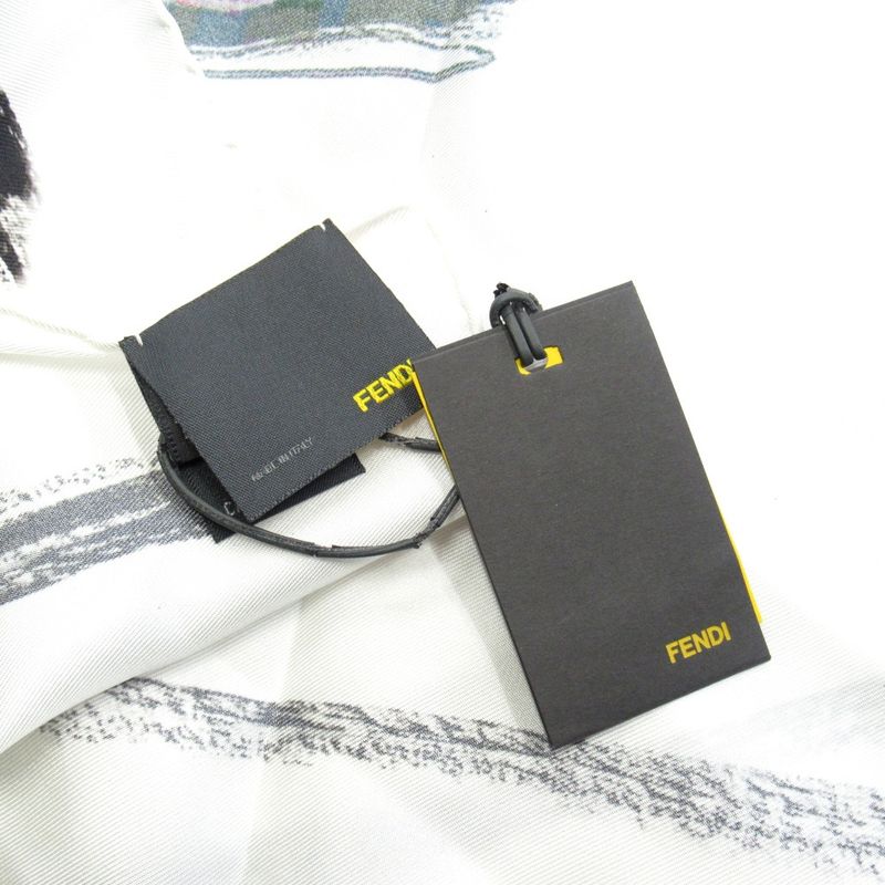 Unused Fendi Scarf Baguettemania Logo Baguette Baggage Motif Stole Fxt071 White