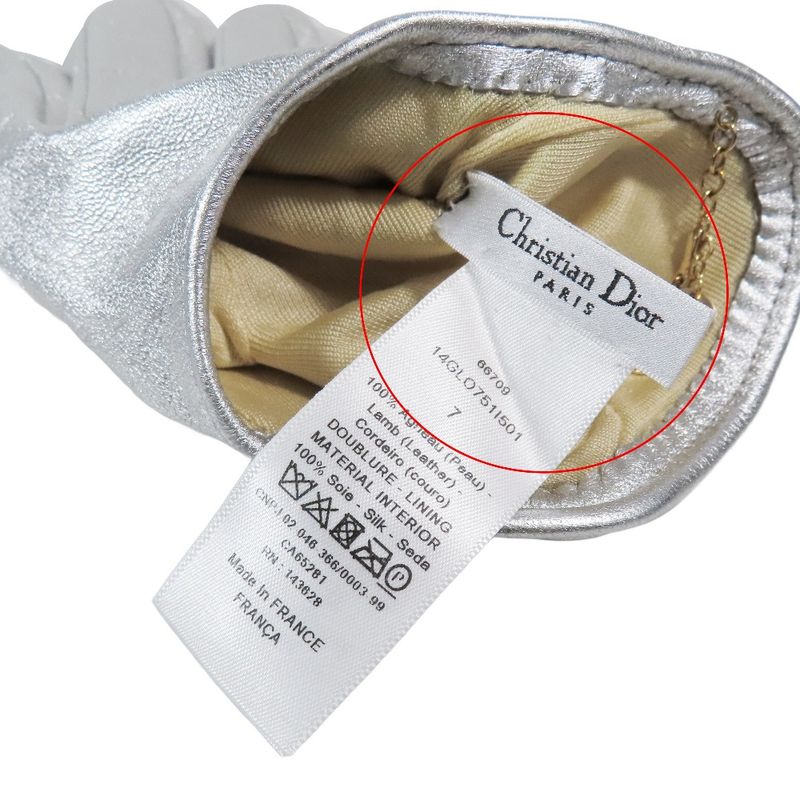 Christian Dior Lamb Leather Gloves Leather Gloves Logo & Pearl Chain Charm 7