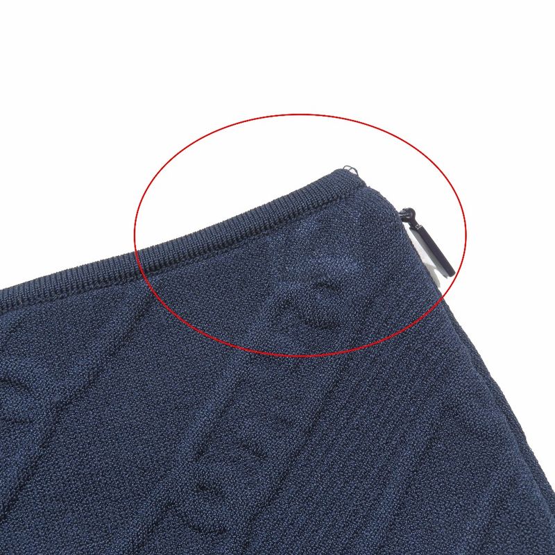 Unused 21ss Fendi Ff Logo Zucca Chain Pattern Embossed Knit Tight Skirt Long