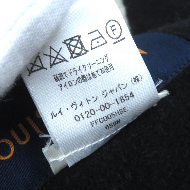 Louis Vuitton Wool Silk Graphic LV Jacquard Piping Lamb Zip Up Poncho Black