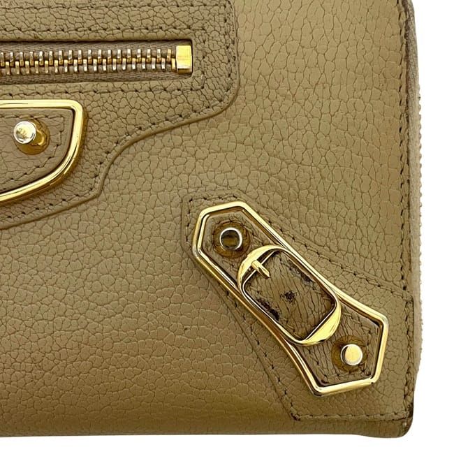 Balenciaga Round Zipper Long Wallet Beige Classic 390187
