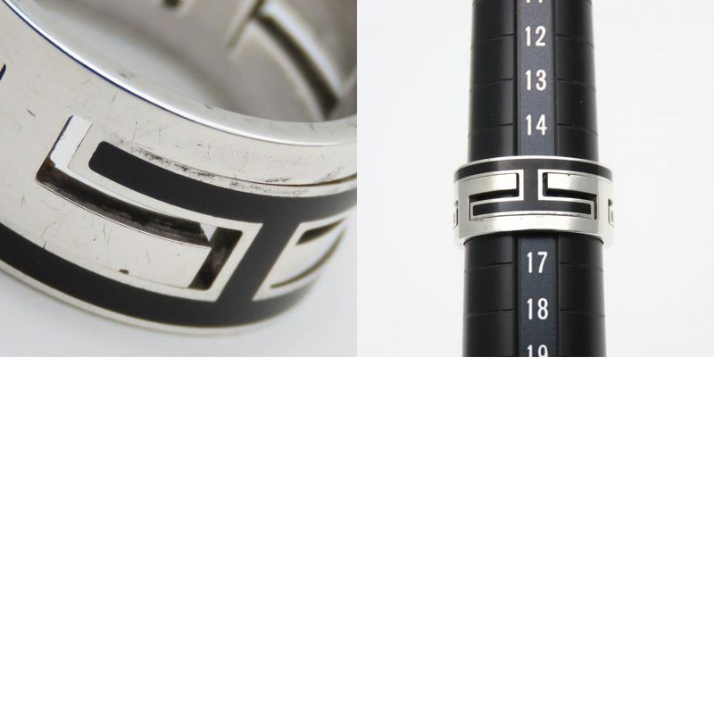 Hermes Ring - Ring Move Ash 56 Silver 925 Approx 7.8g Silver Black Accessories