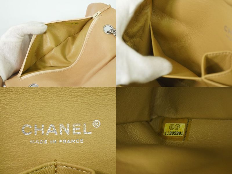 Authentic Chanel Coco Mark Matelasse Double Flap Chain Shoulder Bag Leather