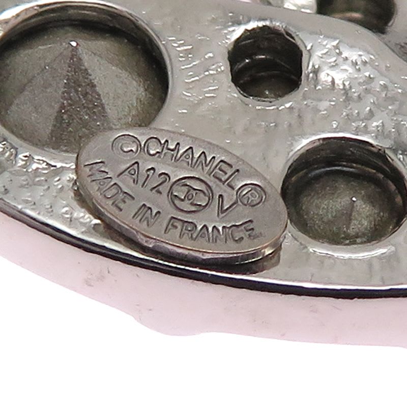 Chanel Crystal Embellished CC Logo Silver-Tone Brooch