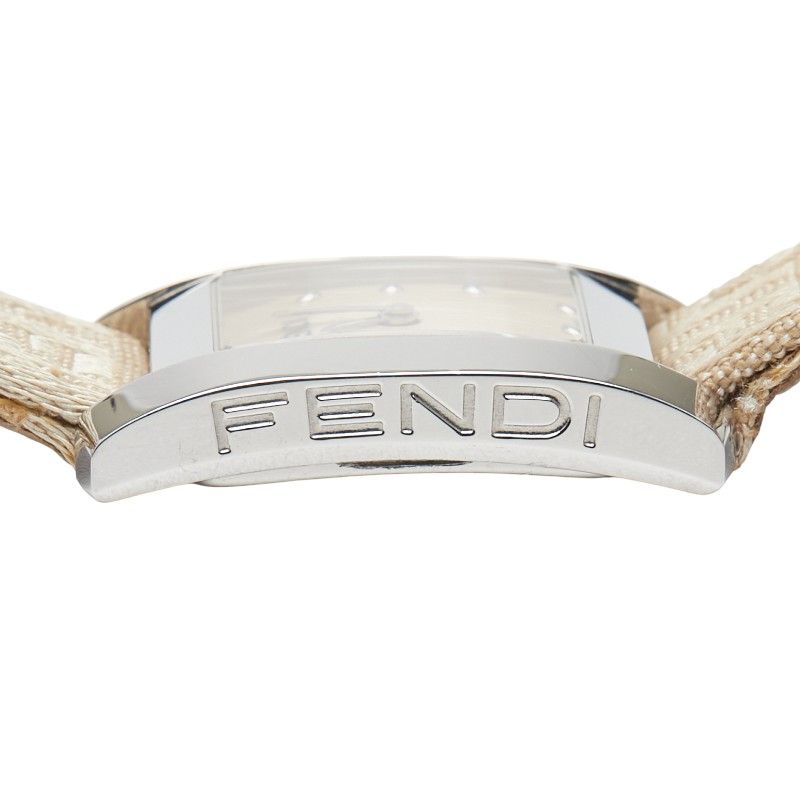 Fendi Orologi Classico 7000l Silver Beige Stainless Steel Leather Women Fendi