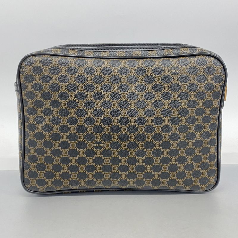 Celine Clutch Bag Macadam PVC Black Gold Hardware Men's