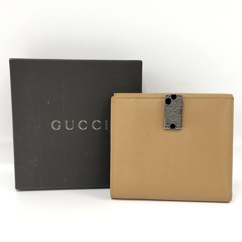 Gucci Bifold Wallet Leather Beige 03514082242