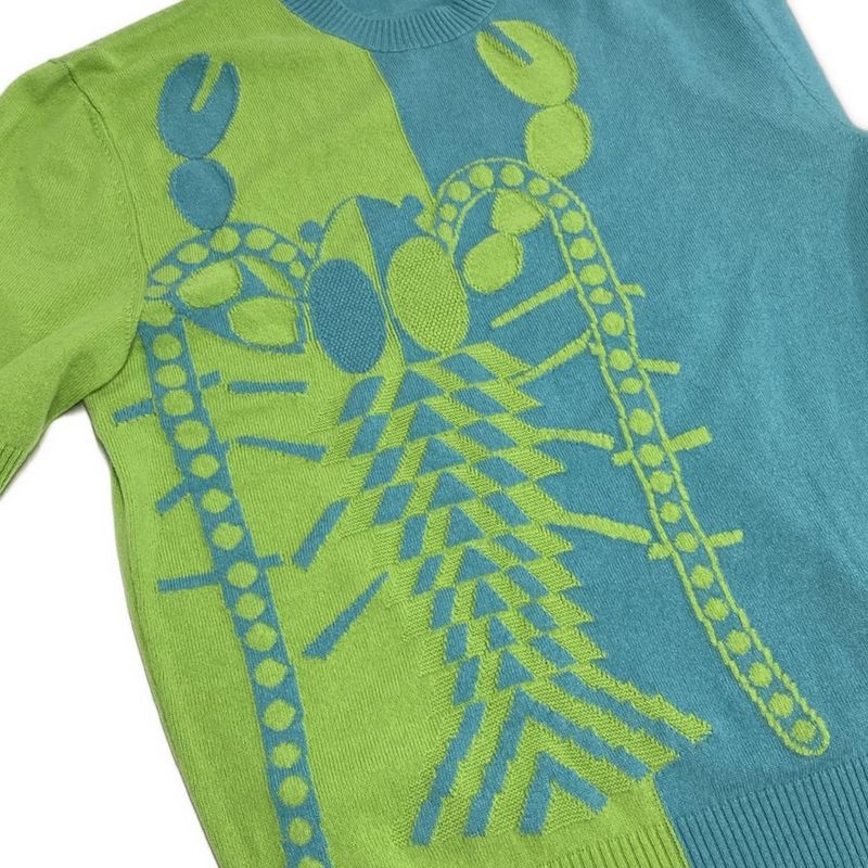 Hermes Short Sleeved Sweater Size S Men's - Yellow Green And Light Green