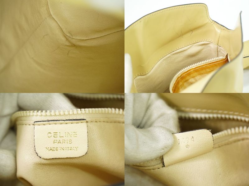 Authentic Celine Leather Shoulder Bag Pochette Beige Bag Pre-owned [follow-up