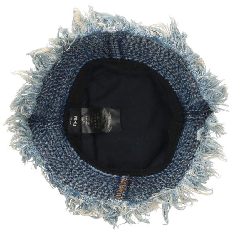 Fendi Fxq963 Logo Embroidered Denim Bucket Hat Men's M