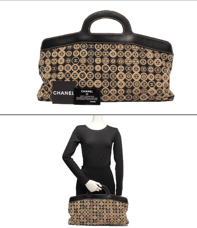 Chanel Handbag Cotton Jersey Coco Mark Women's Chanel