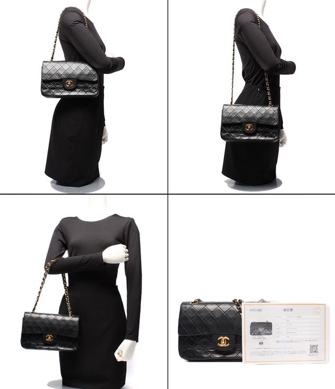 Chanel Chain Shoulder Bag Double Chain Double Flap Gold Hardware Lambskin 1st