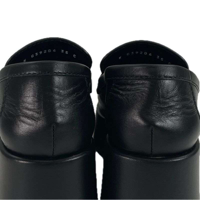 CHANEL 22B G39206 Thick-soled Leather Loafers With Coco Mark Hardware Black 35