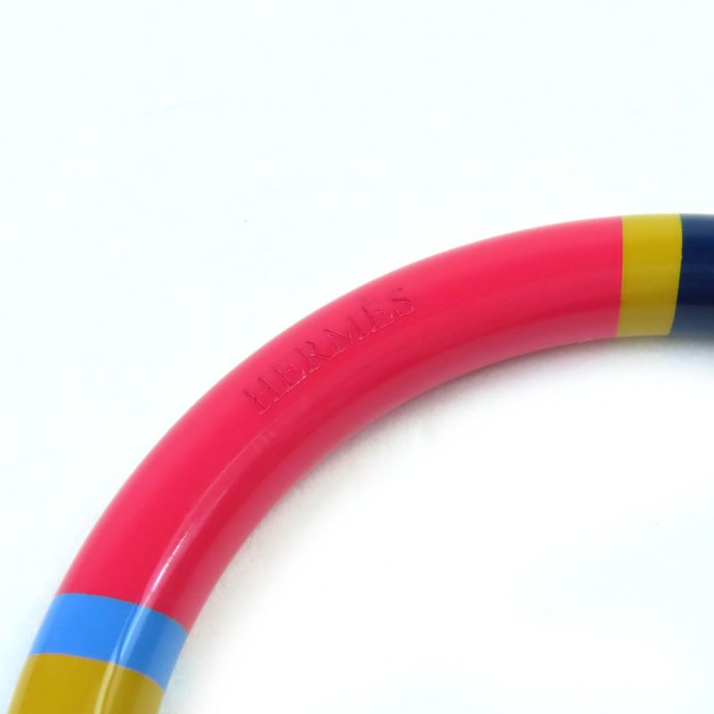 Hermes H Ekip PM Bangle Lacquerwood Bracelet Accessory Pink T2 With Box And