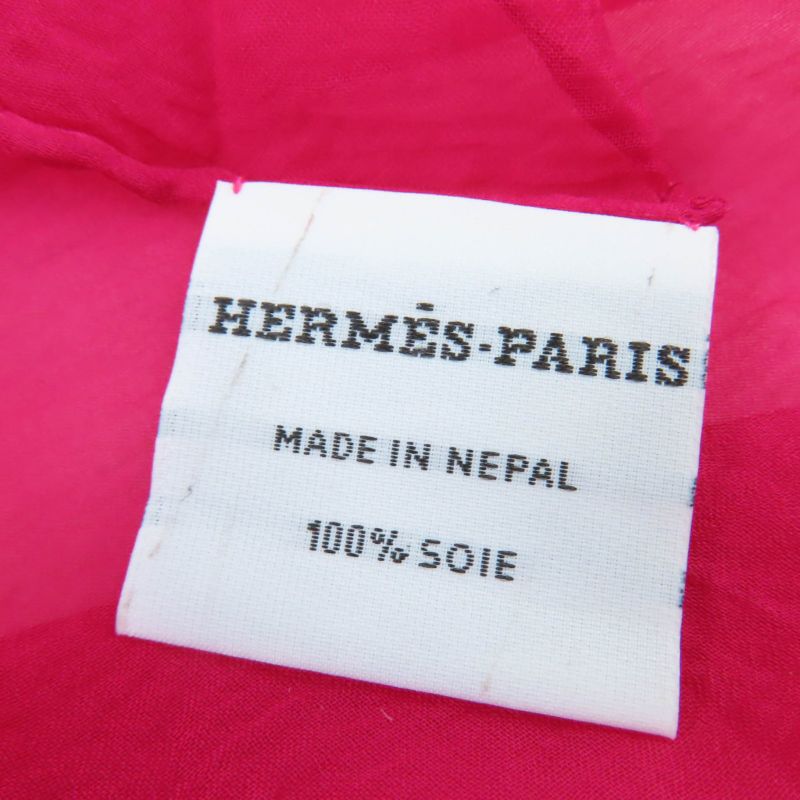 Hermes Carré 140 100% Silk With Logo Gradient Large Size Chiffon Scarf Pink