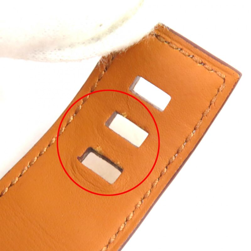 Hermes Collier De Chien 24 Leather Gold Pink Gold Hardware Bangle Bracelet T2 D