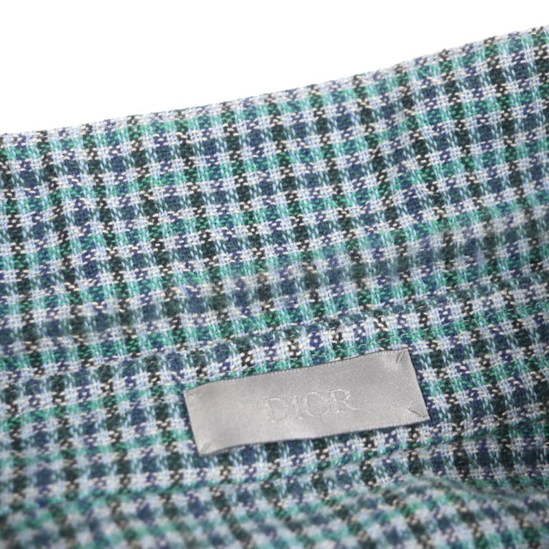 DIOR Homme 313c533a5688 100% Cotton Checked Logo Embroidery Logo Button Long