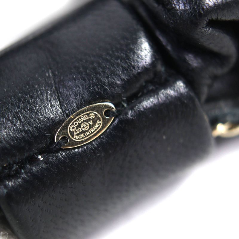 CHANEL A22 Leather Chouche With Coco Mark Chain Hair Accessory Black Gold