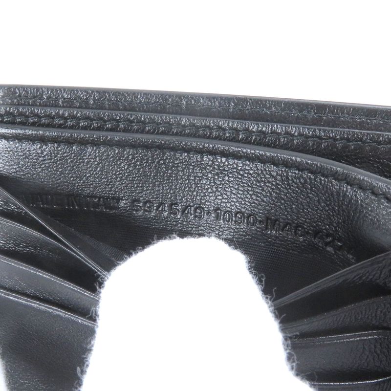 Balenciaga 594549 Logo Leather Bifold Compact Wallet Black With Box And Storage