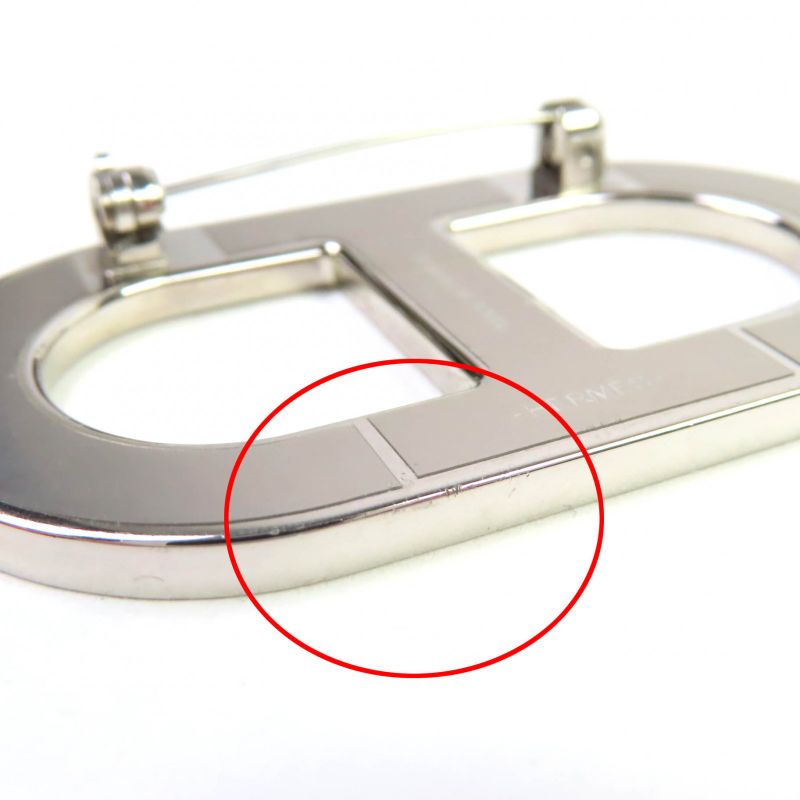 Hermes Chaine D'ancre Brooch Leather Silver Hardware Brooch Blue With Box Made