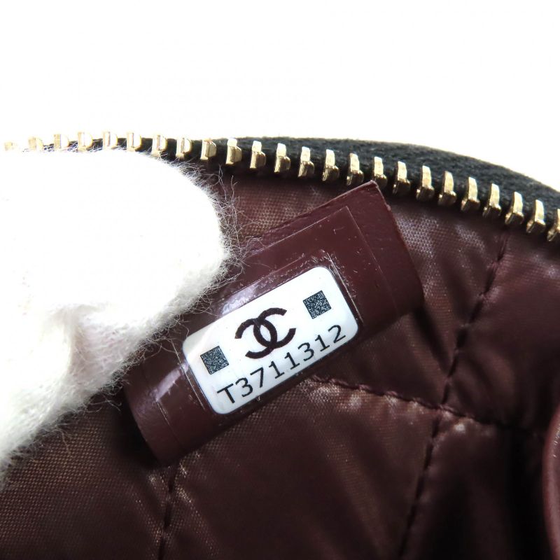 CHANEL Coco Mark Caviar Skin Matelasse Pouch Random Serial Cosmetic Pouch Black