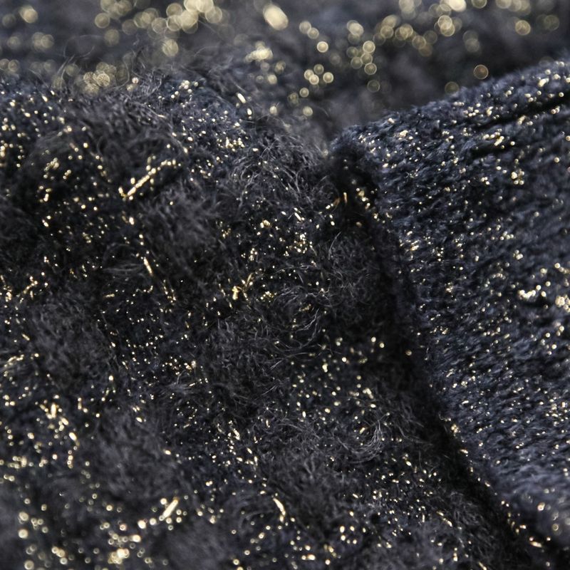 Chanel Lion Button Lame Knit Dress P57107 Size 34 Black Gold Color Women's Used