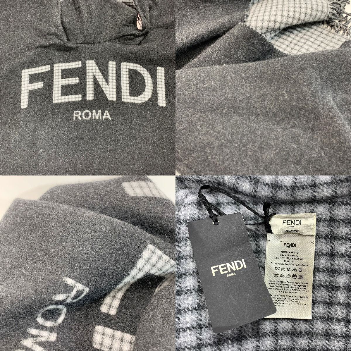 Fendi Hooded Poncho Cape Cloak Fxx707 Gray Ladies