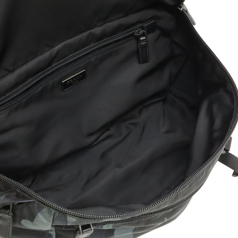Prada Body Bag Shoulder Bag Messenger Bag Camouflage Nylon Leather Navy
