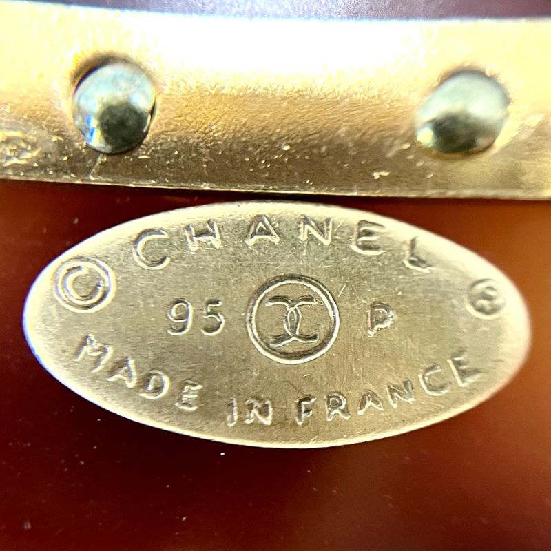 Chanel Brooch 95 P Coco Mark Clover Gold Vintage