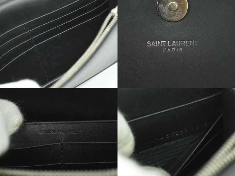 Authentic Saint Laurent Kate Tassel Chain Shoulder Wallet Pochette Leather