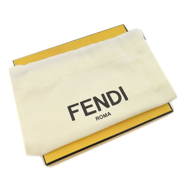 Fendi Card Case Logo Card Holder Leather Black Silver Hardware Black Ff