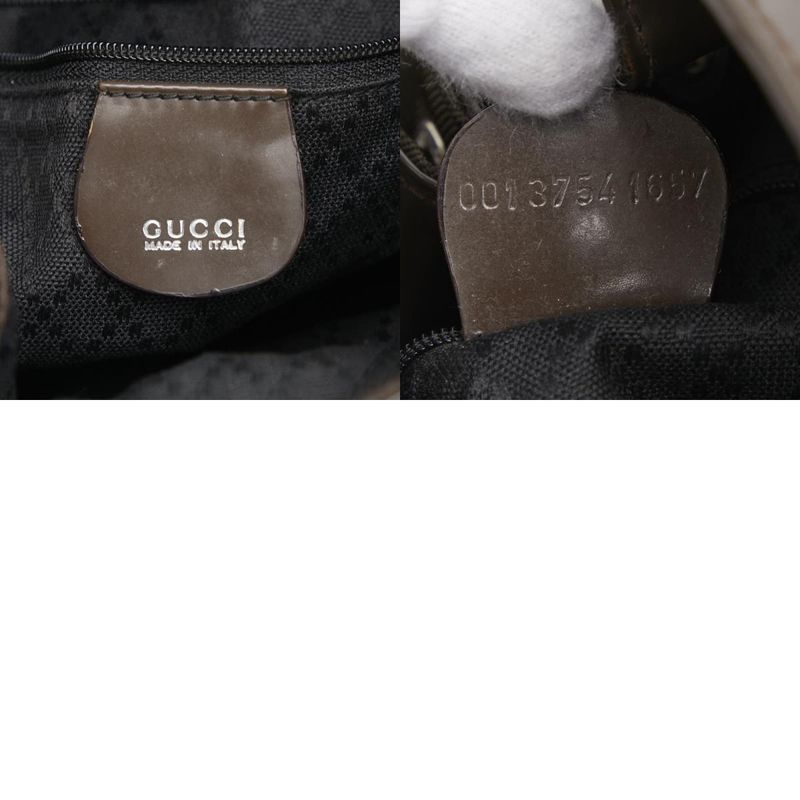 Gucci Bamboo Handbag Shoulder Bag 2WAY 001 3754 1657 Brown Nylon Patent Leather