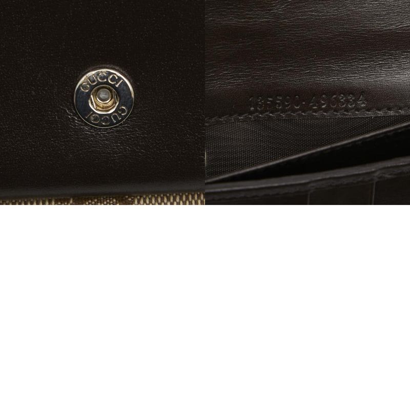 Gucci GG Canvas Sherry Line 135590 Beige Brown Canvas Leather Ladies Gucci