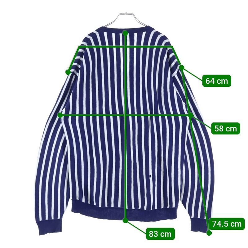 Christian Dior V-neck Striped Knitted Sweater Blue/white