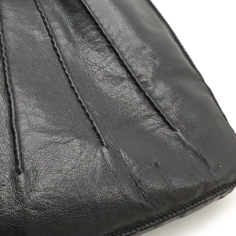 Hermes Tudu Shoulder Bag Pochette Crossbody Leather Black