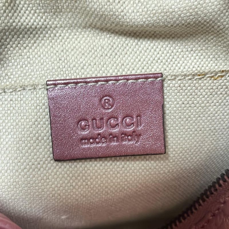 Gucci Shoulder Bag Micro Guccissima Bamboo 309538 Pink Purple Tassel Leather