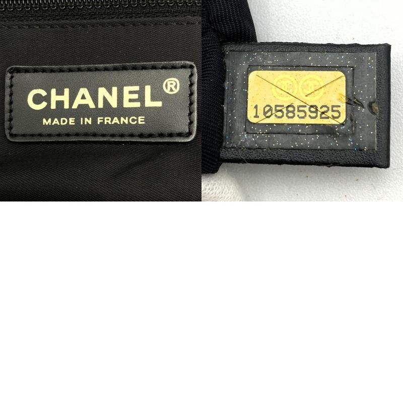 Chanel Handbag Tote New Travel Line MM Nylon Canvas Black Ladies Men Vintage