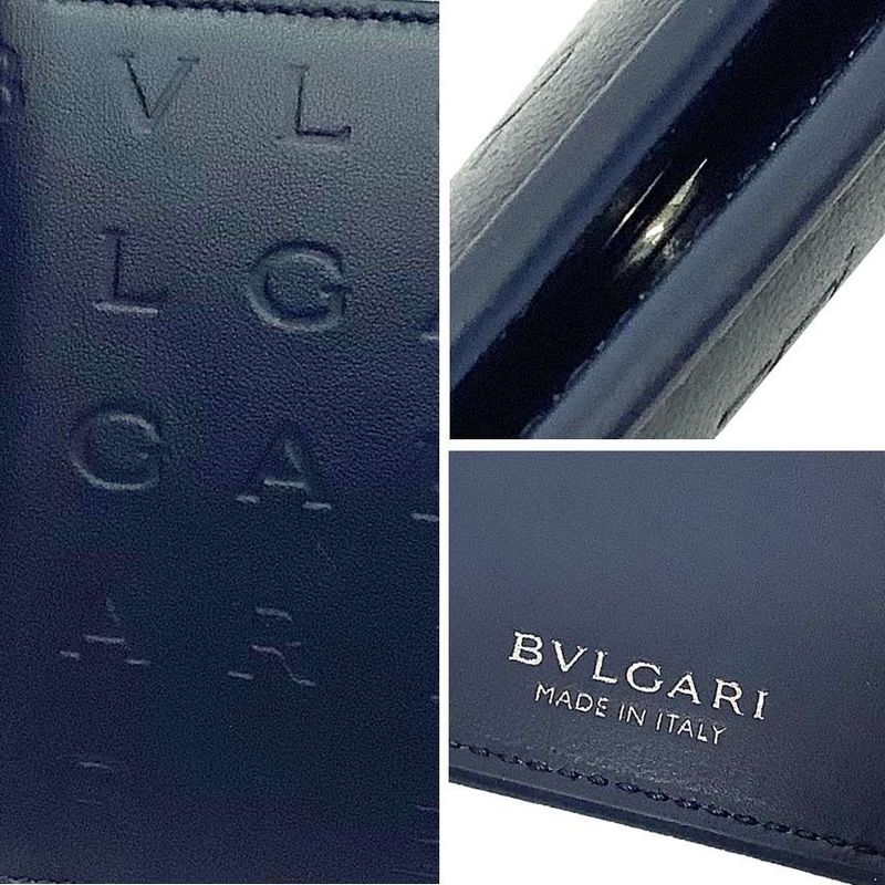Bvlgari Bulgari Leather Card Case 292912 Bulgari Logo Infinitum Navy Unused