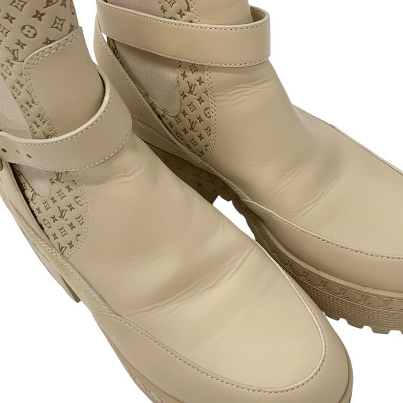 Louis Vuitton Laurie Line Monogram Boots Short Shoes Leather Suede Beige