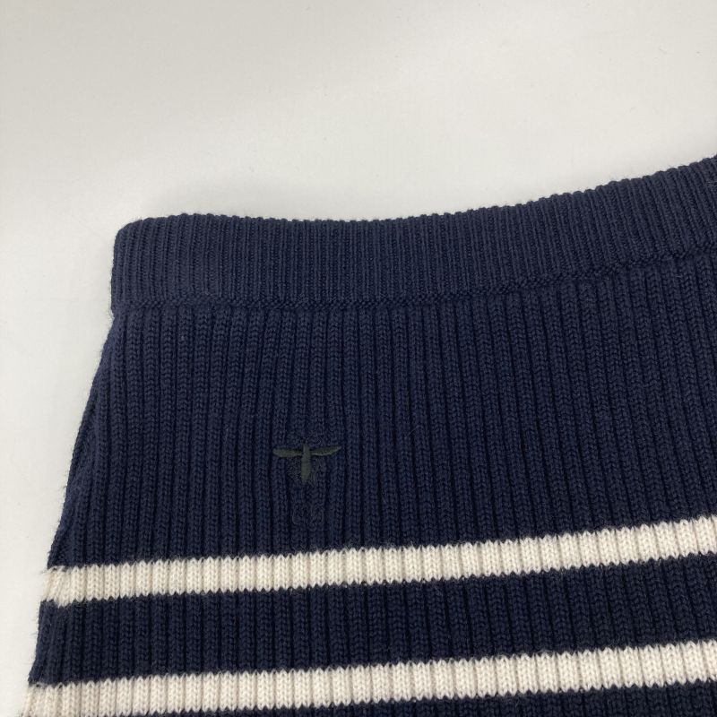 Christian DIOR Navy And White Striped Knit Skirt 38