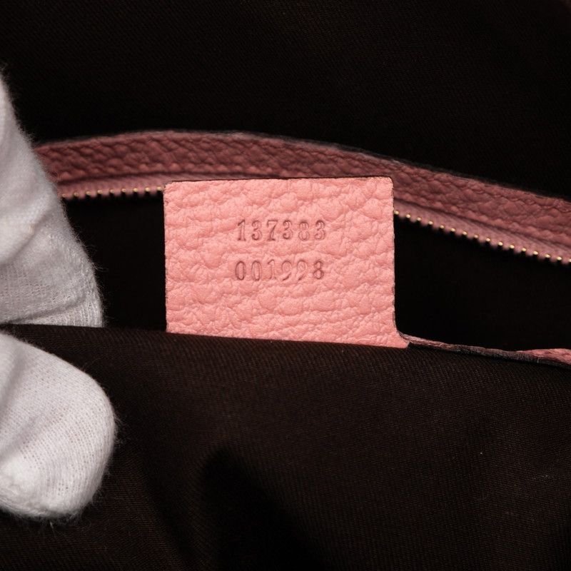 Gucci Bamboo One Shoulder Bag Handbag 137383 Pink Brown Leather Ladies Gucci