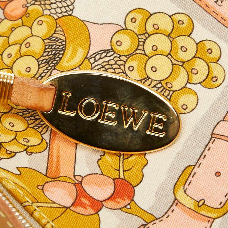 Loewe Anagram Botanical Motif Shoulder Tote Shoulder Bag Beige Multicolor