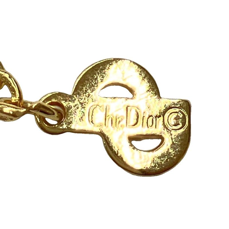 Christian DIOR CD Logo Necklace Pendant Accessory Gold Color - GY47