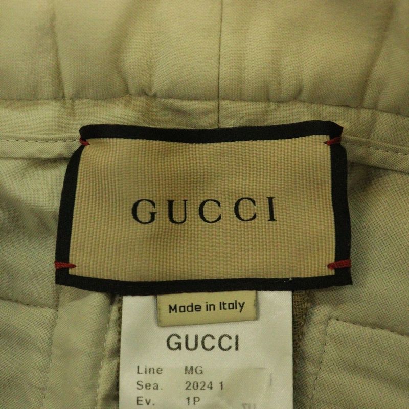 Gucci Logo Patch Wide Cargo Pants Beige 762309